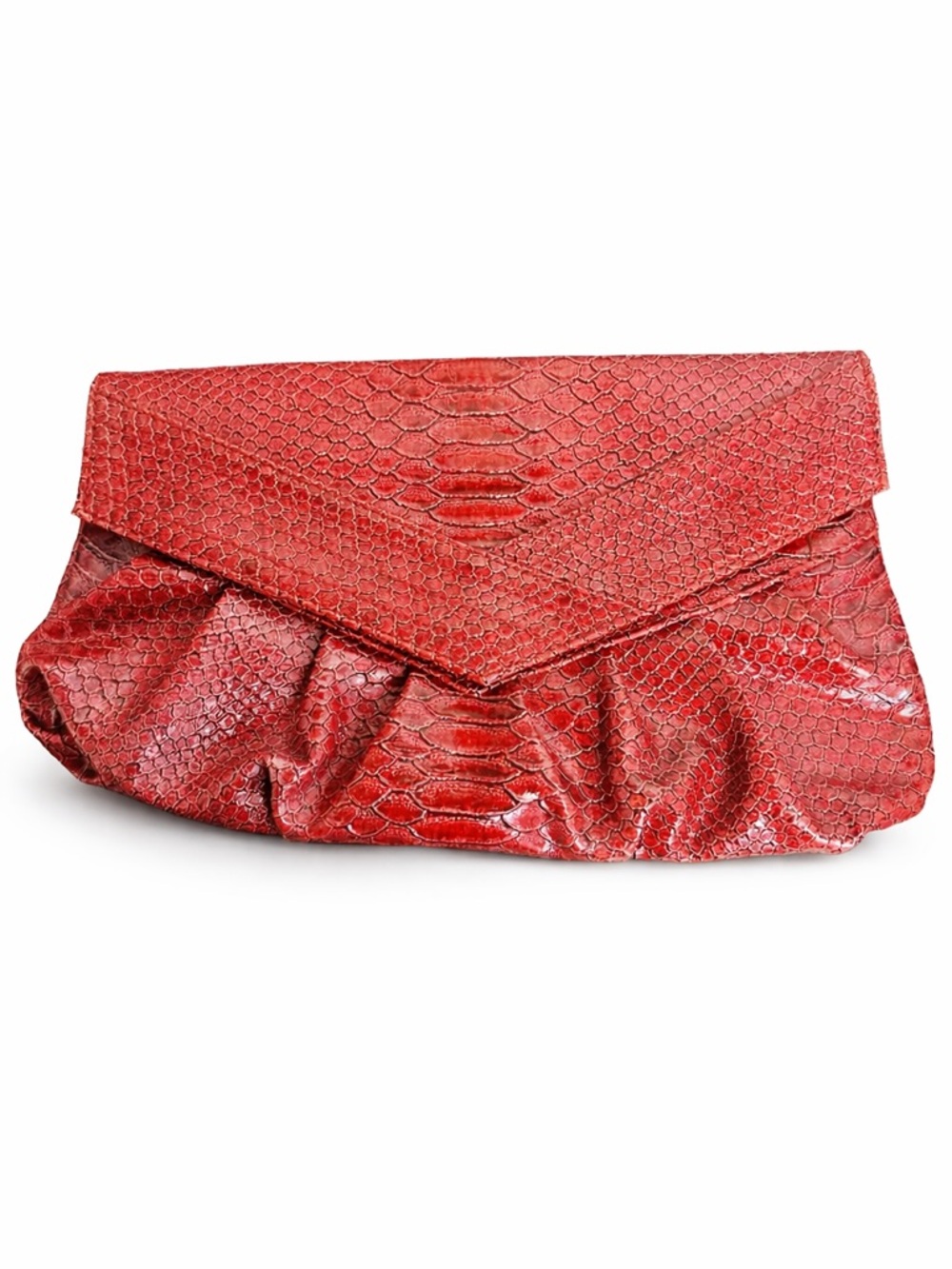 UE Urban Expression Red Python-Embossed Envelope Clutch